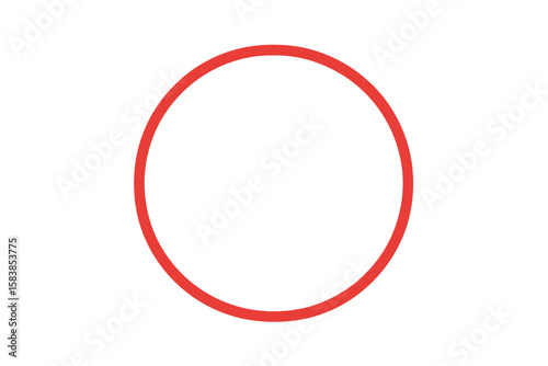 Minimalist Red Circle Outline Icon, Bold Circular Stroke on White Background, Clean Graphic Element for Designs, Simple Symbol, Modern Vector Art, Transparent PNG Illustration