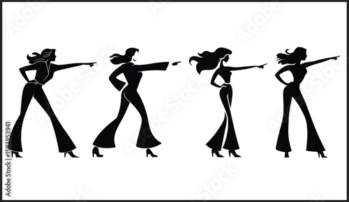 Disco Dancers Silhouette Vector Set