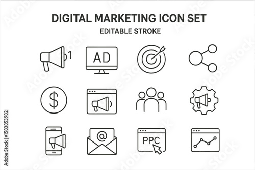 Real Estate Icon Set with Editable Stroke, Thin Line Realty Icons Collection, Vector Illustration on Transparent Background, Modern Property and Housing Symbols