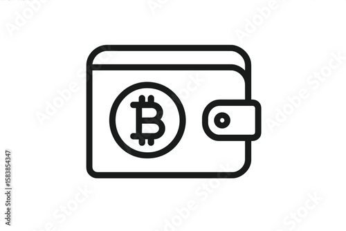 Bitcoin wallet icon. Crypto currency virtual wallet symbol for app, ui and website. Digital money, blockchain technology finance sign. Vector illustration on white background.