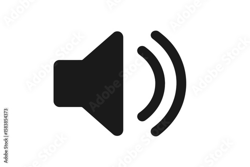 Sound on icon. Volume up symbol. Audio speaker pictogram for web design. Loudspeaker button for mobile app interface. Simple flat black glyph vector illustration isolated.