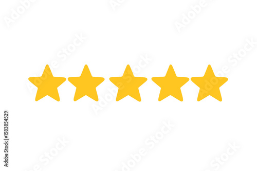 Five star rating icon for customer review. Product quality feedback symbol. Excellent service satisfaction sign for app, website, UI, UX design element. Vector illustration.