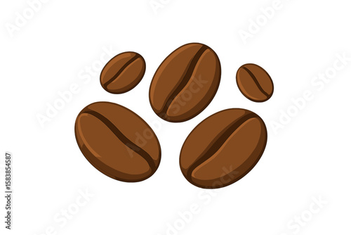 Realistic Coffee Bean Set, Transparent PNG and Vector Illustration, Detailed Brown Coffee Beans Collection for Design and Packaging