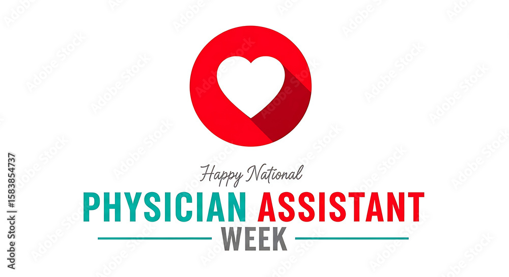Fototapeta premium Red heart white circle physician assistant week greeting image
