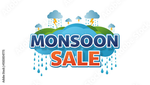 Capture attention with this monsoon sale graphic, perfect for promotional marketing during the rainy season and adding a touch of seasonal flair.