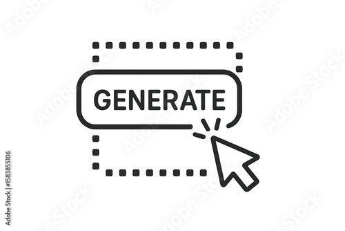AI Generate Button Icon, Command Prompt for Generative AI, App and Website UI/UX, Vector Illustration, Transparent PNG, Click Cursor, Modern Digital Interface Design