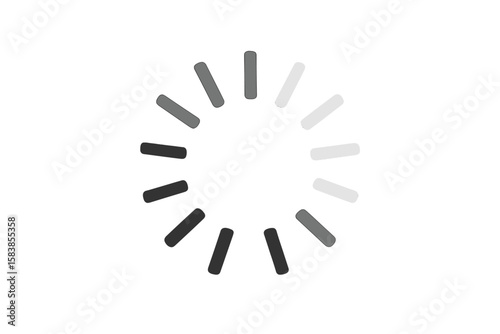 Minimalist Circular Loading Spinner Icon. Monochrome Buffer Loader Symbol for Website, App, UI, Animation. Vector Illustration on Transparent Background. Preloader Progress Indicator Graphic.