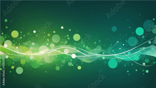 Abstract Green Bokeh Background with Light Drops and Nature Design