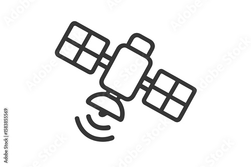 Simple Satellite Icon, Wireless Communication Symbol, Broadcast Signal Vector, Technology UI and App Design, Transparent PNG and Vector Illustration for Website and Digital Use