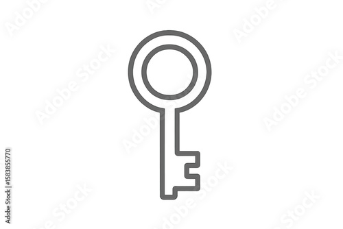 Minimalist Metal Key Icon Vector Illustration. Simple Outline Key Symbol for Security, Access, Password, Privacy, Lock, Unlock Concepts. Transparent Background. Modern Linear Design for Web and Print