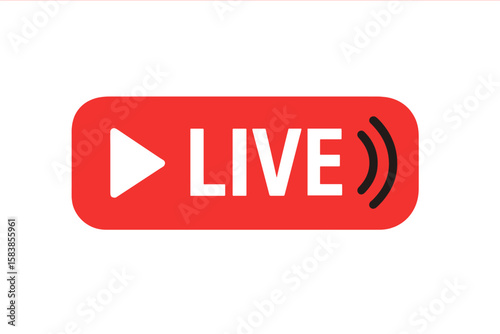 Live Streaming Button Icon for Online Broadcasts, News, TV Shows, Webinars, Internet Video, Social Media, Digital Events, Streaming Services, Live Webcast, Online Media Channel, Broadcast Design