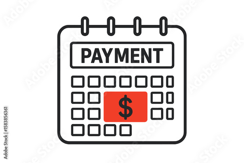 Monthly Payment Calendar, Recurring Payment Date, Subscription Billing, Pay Day, Tax Due Reminder, Regular Online Payments, Finance Planner, Vector Illustration