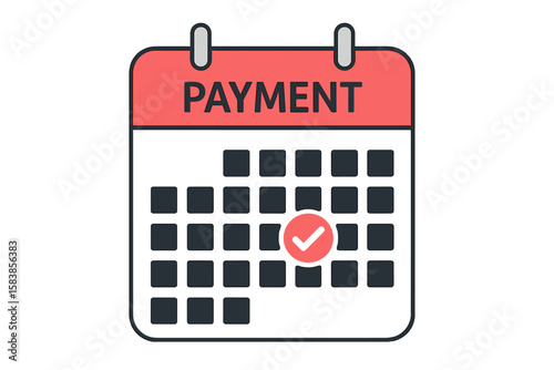 Monthly Payment Calendar, Recurring Subscription Payment Reminder, Bill Due Date, Pay Day, Tax Day, Regular Online Payments, Financial Planning Vector Illustration