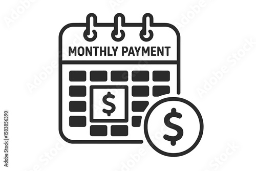 Monthly Payment Calendar Icon. Recurring Payment Date Reminder. Financial Planning Schedule. Subscription Billing. Payroll, Tax, Loan Due Date. Automated Online Payments. Budget Management Vector