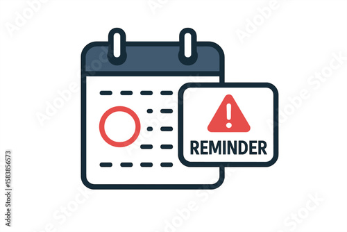 Calendar Reminder Icon. Event Notification Alert. Business Planning, Deadline, Important Date, Daily Schedule, Appointment, Task Management, Time Management, Meeting, Organizer, Vector Illustration