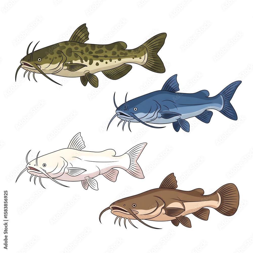 Fototapeta premium set of catfish