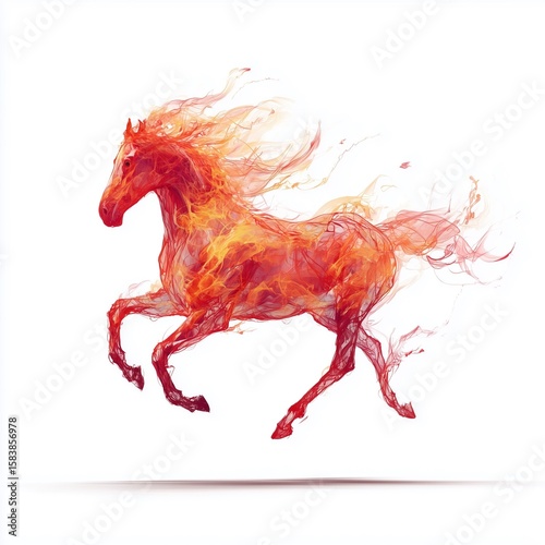 Symbol of 2026. Fire Horse isolated on white background