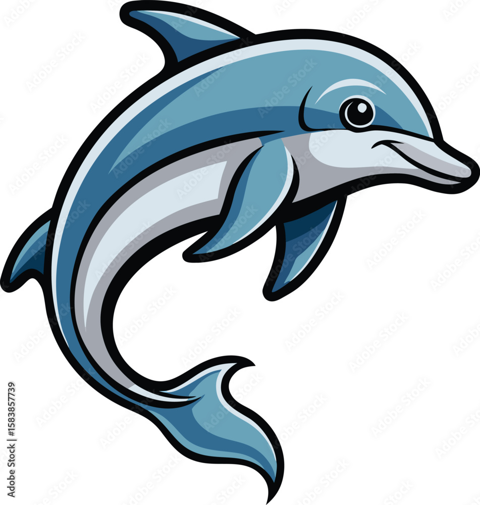 Fototapeta premium Leaping blue dolphin marine mammal aquatic