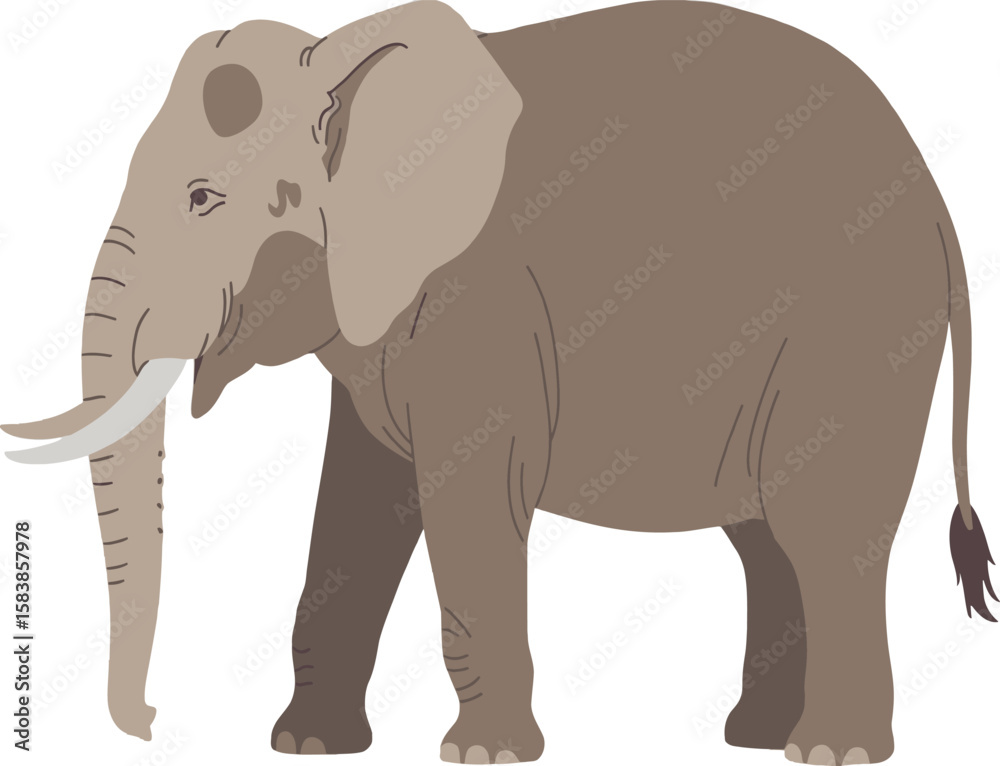 Minimalist Elephant Illustration – Flat Style Animal Design on White Background Minimalist Elephant Illustration – Flat Style Animal Design on White Background