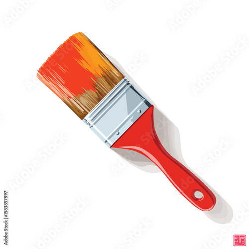 paint brush isolated in White Background, paint brush vector, Flat lay vector illustration