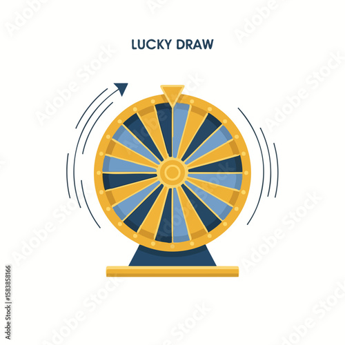 Colorful lucky draw spinning wheel graphic in flat style  