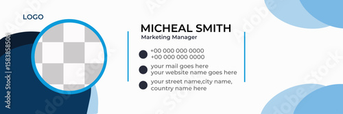 This minimal and clean email signature template is ideal for professionals looking for a light-themed, modern design. The layout features a photo placeholder, contact details, and smooth color contras