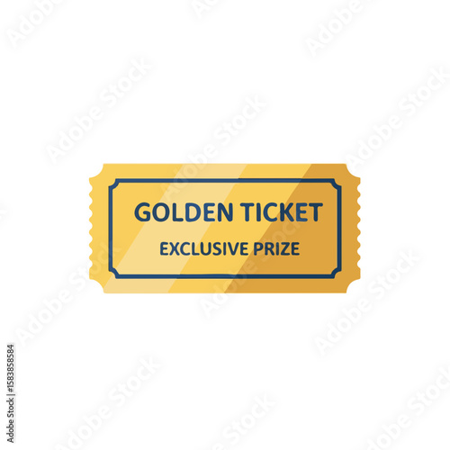 Golden ticket for exclusive prize with yellow and gold colors  