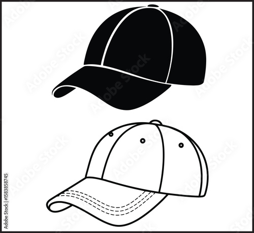 Black & White Cap Vector Set 