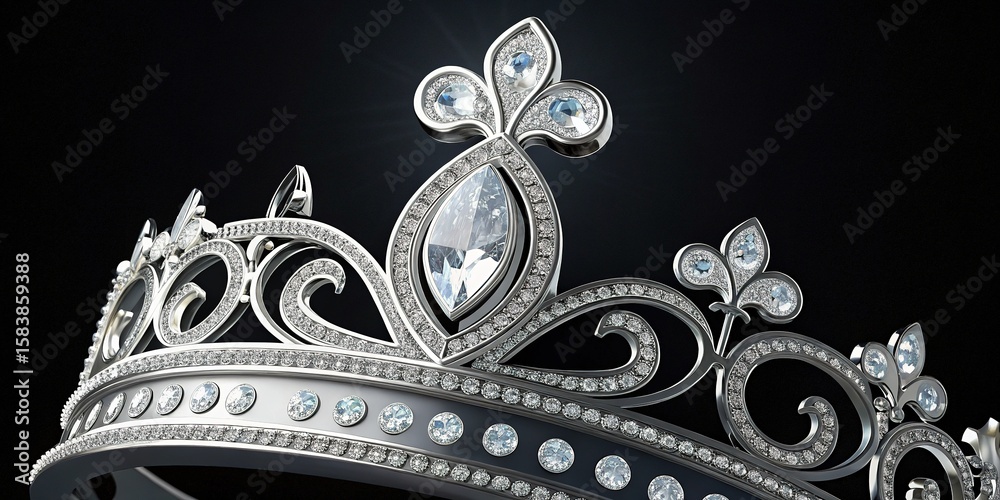 Obraz premium Close up view of a beautiful shining silver and diamond crown