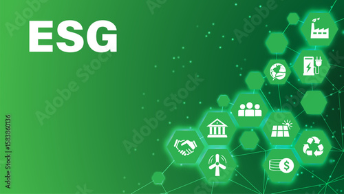 ESG concept for business and organization, Environment, Social, Governance and sustainability development concept. Infographic, Web Banner. Vector illustration