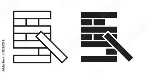 Wooden block icon vector illustration on a transparent background.