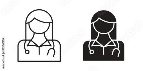 Woman Doctor icon vector illustration on a transparent background.