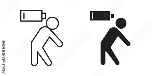 Tired person icon vector illustration on a transparent background.