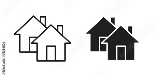 Terraced Houses icon vector illustration on a transparent background.