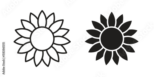 Sunflower icon vector illustration on a transparent background.