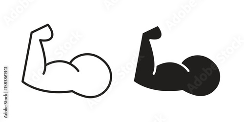 Strong arm icon vector illustration on a transparent background.