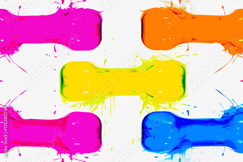Colorful dumbbells with vivid splash of colors fitness motivation, abstract concept. Gym dumbbells workout background representing creative approach to fitness inspiration, strength training,