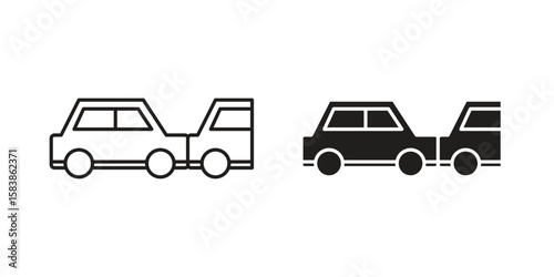 Rear end collision icon vector illustration on a transparent background.