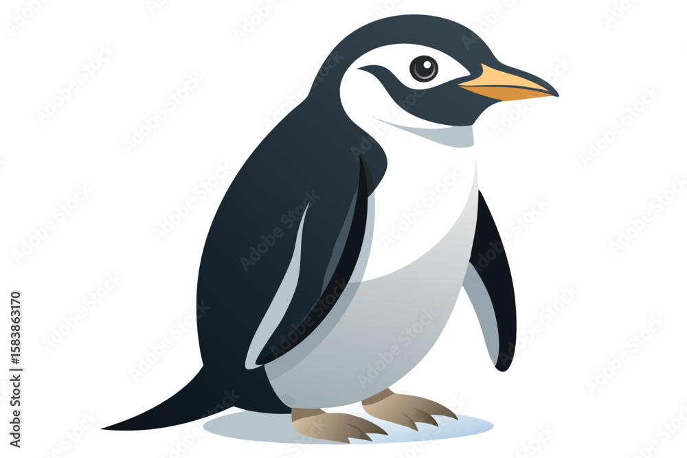 Fototapeta premium A Cute Cartoon Penguin Standing Tall with a Gentle Expression and Shiny Eye