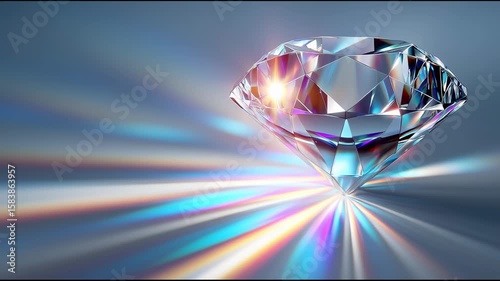 A diamond is shown in a light blue background. The diamond is the main focus of the image, and it is shining brightly. The blue background adds a sense of calmness and serenity to the scene