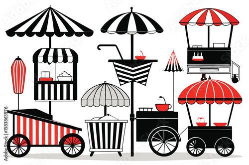  "Retro Ice Cream Cart and Striped Parasol – 1960s Summer Treats"
