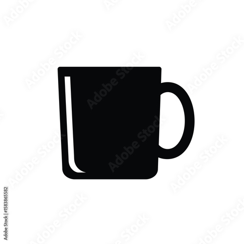 Sleek Black Mug Icon Minimalist Design for Beverage, Coffee, Tea, and Drink Related Projects