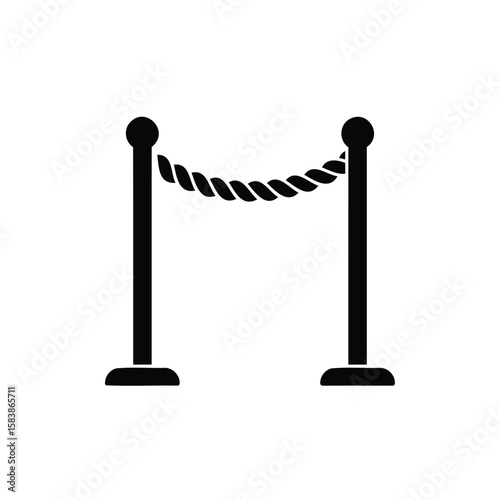 Vector Illustration of a Barrier Rope System,  Creating Exclusivity and Setting Boundaries