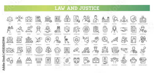 Law and Justice line icons