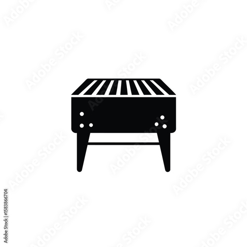 Minimalist Grill Icon Black and White Barbecue Silhouette for Outdoor Cooking and Summer Picnics