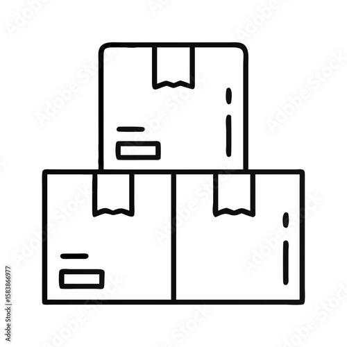 Stacked moving boxes in minimalist style for housewarming concept  