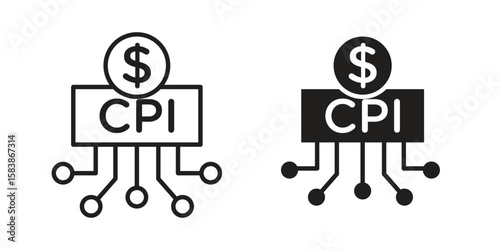 Consumer prices index icon vector illustration on a transparent background.