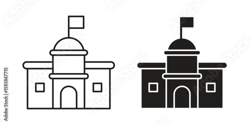 City hall icon vector illustration on a transparent background.