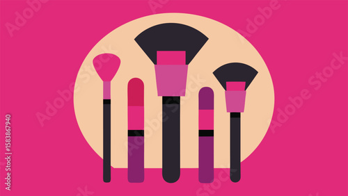 brush makeup beauty isolated cosmetics set of kitchen utensils