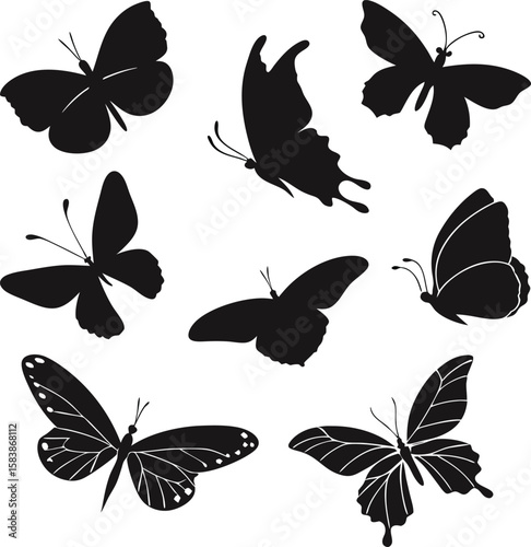 Set of Butterfly Silhouettes – Vector Collection of Flying Butterflies